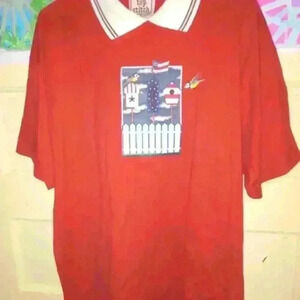 Women's Patriotic Hummingbird Houses Top Stitch by Morning Sun Collared Shirt